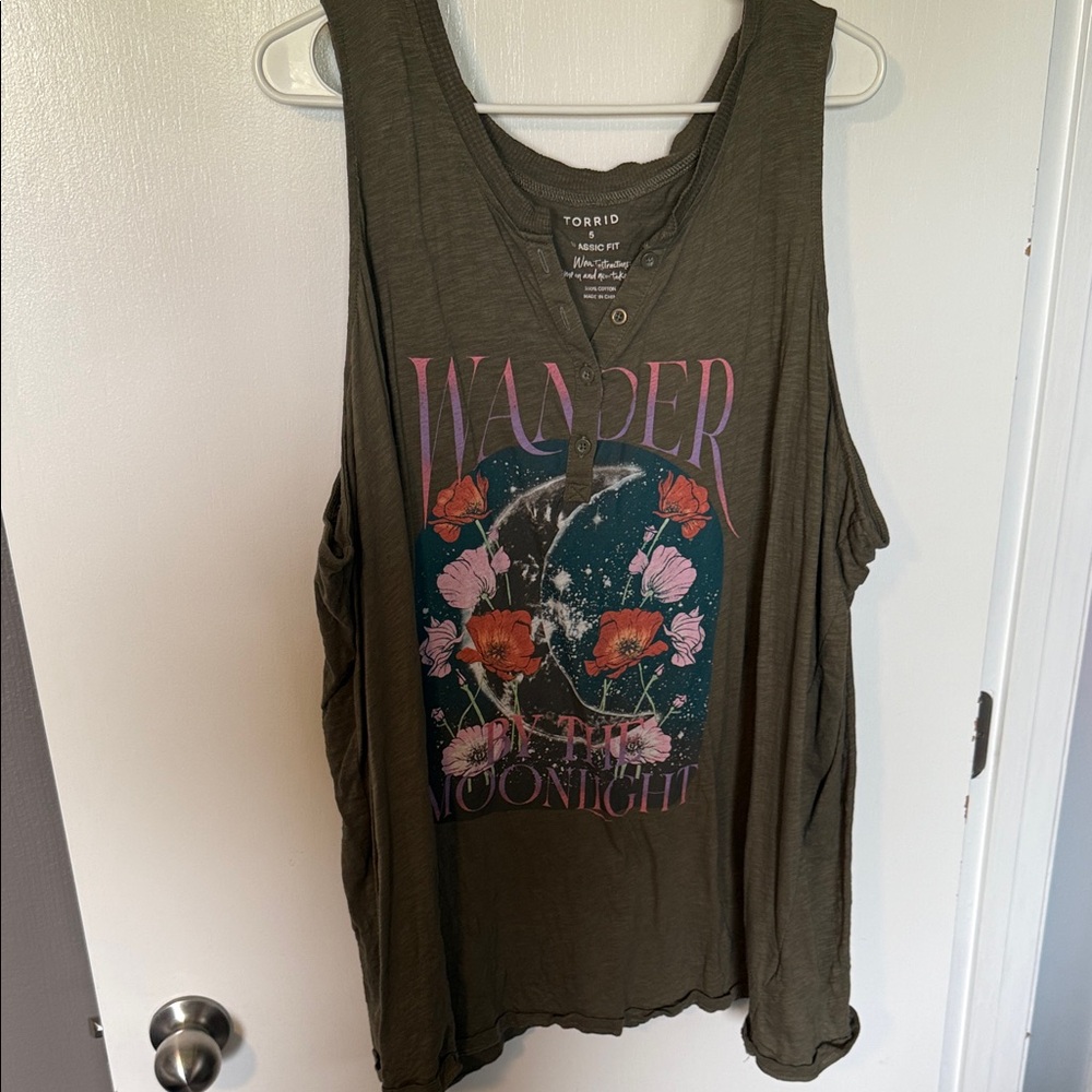 Torrid Olive Wander Graphic Tank Top